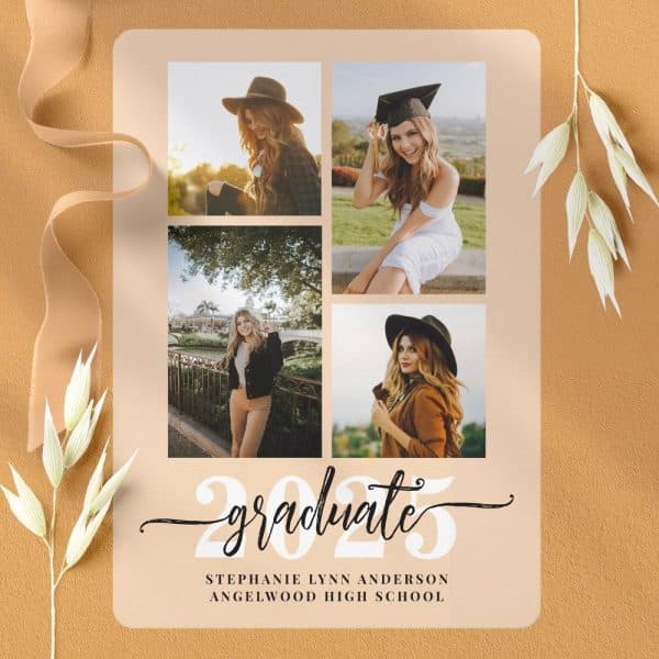Graduation Announcement Featuring Four Photos Of Stephanie Lynn Anderson, Angelwood High School Graduate.