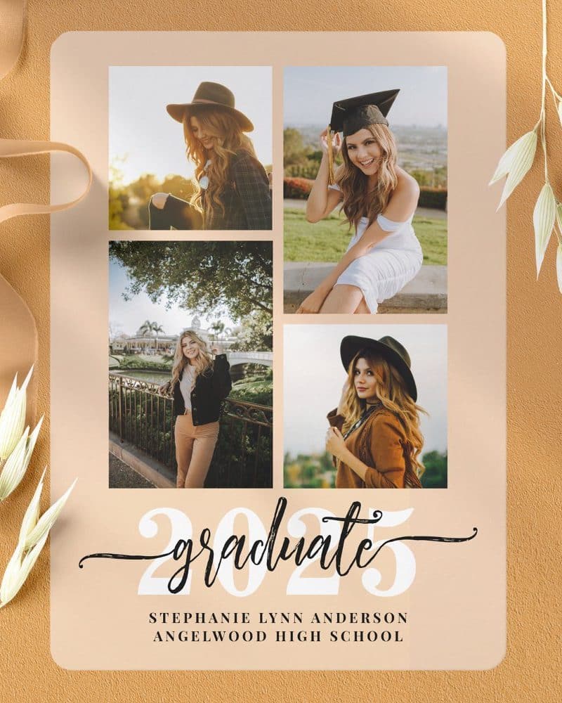 Graduation announcement featuring four photos of Stephanie Lynn Anderson, Angelwood High School graduate.