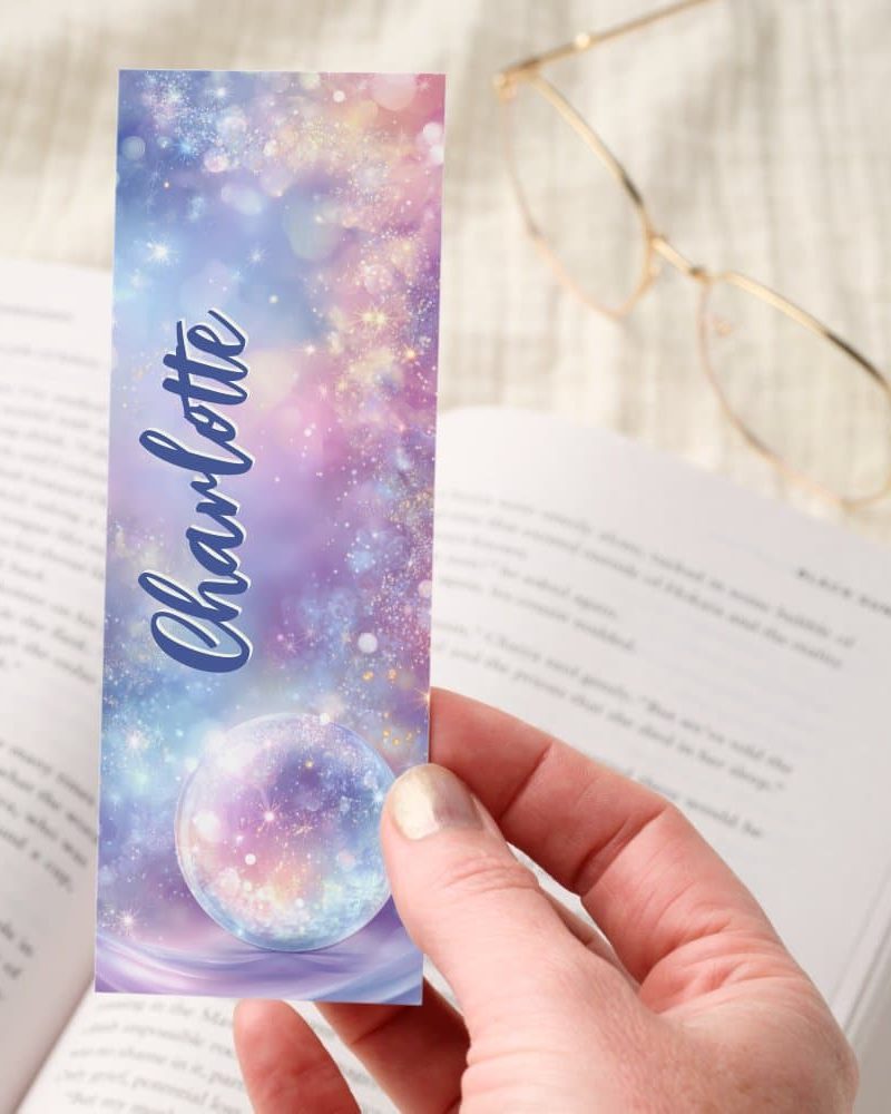 Sparkling Crystal Ball Pastel Sky Personalized Bookmarks