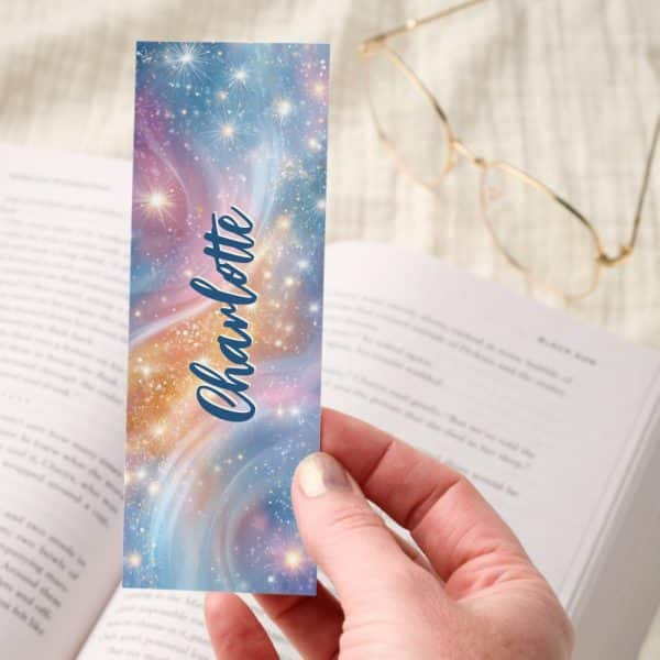 Sparkling Pastel Swirl Aurora Personalized Bookmarks