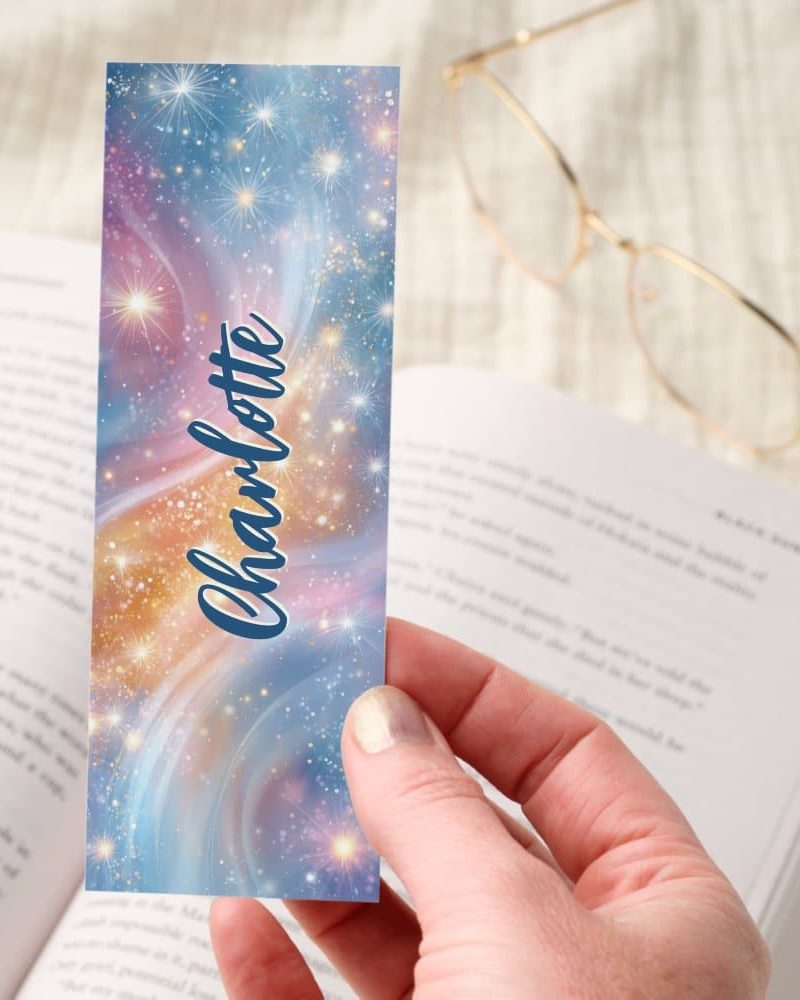 Sparkling Pastel Swirl Aurora Personalized Bookmarks