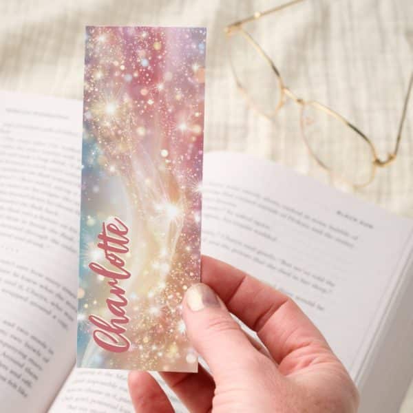Sparkling Pink Blue Dreamscape Personalized Bookmarks