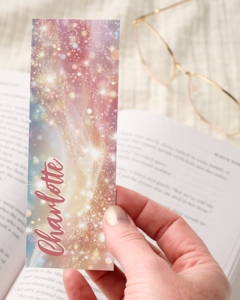 Sparkling Pink Blue Dreamscape Personalized Bookmarks