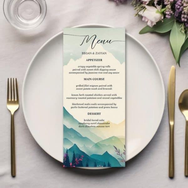 Spring Mountains Floral Wedding Menu