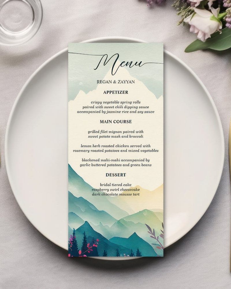 Spring Mountains Floral Wedding Menu