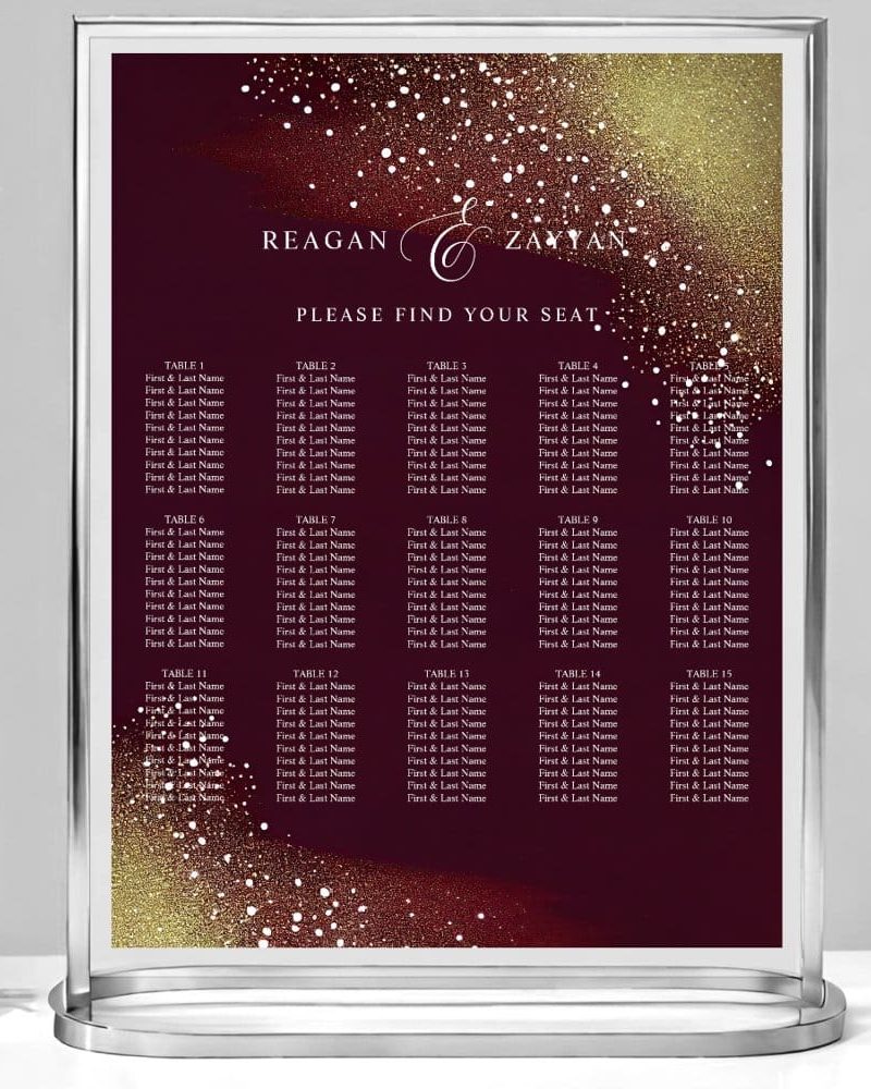 Starry Night Deep Crimson Wedding Seating Chart