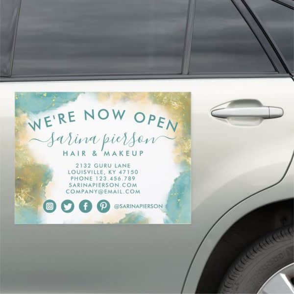 Car Magnet Announcing The Grand Opening Of Sarina Pierson Hair &Amp; Makeup.