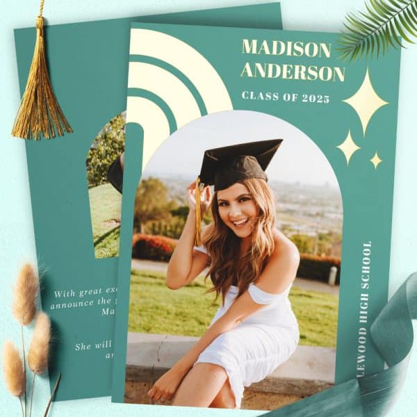 Graduation Announcement Featuring Madison Anderson, Class Of 2025, Lewood High School. She Is Pictured In A Cap And Gown.