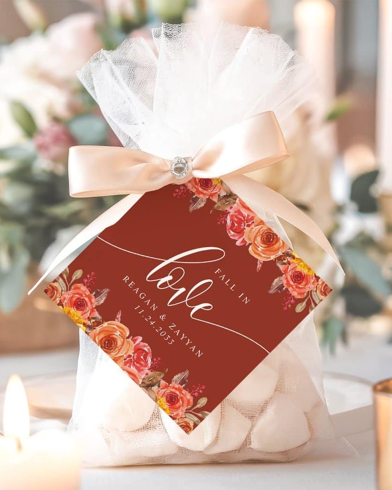 Terracotta Floral Autumn Wedding Fall In Love  Favor Tags