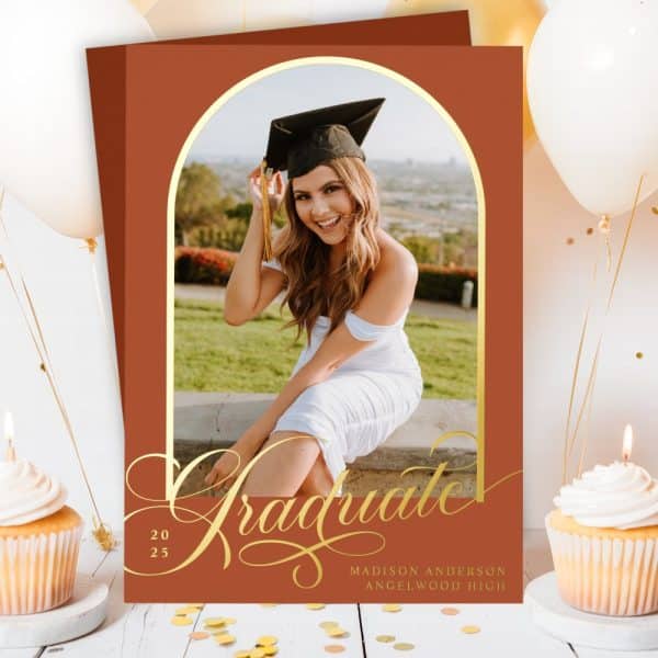 Graduation Announcement Featuring A Photo Of Madison Anderson, A Graduate Of Angelwood High, In Her Cap And Gown.