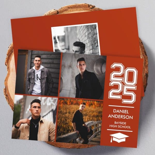 Graduation Announcement For Daniel Anderson, Bayside High School, Class Of 2025, Featuring Four Photos Of The Graduate.