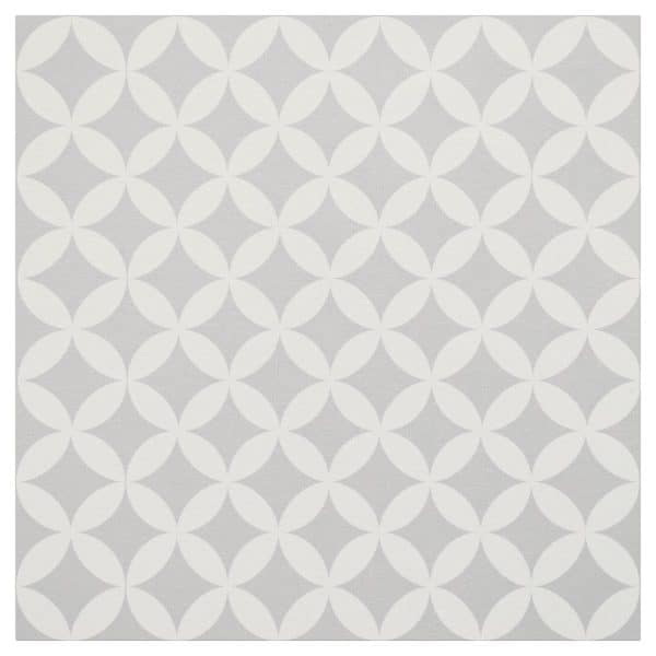 Grey Background With A Repeating Pattern Of Off-White Overlapping Circles Forming Diamond Shapes.