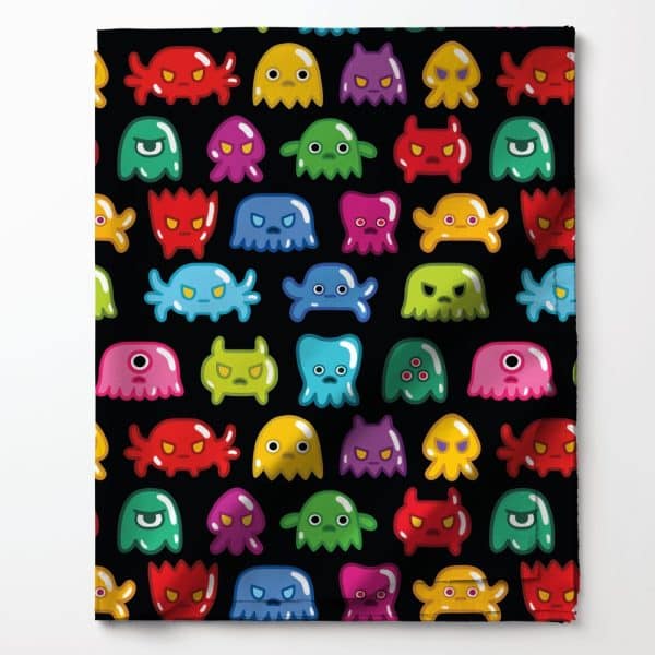 Colorful Cartoon Monsters On A Black Background.