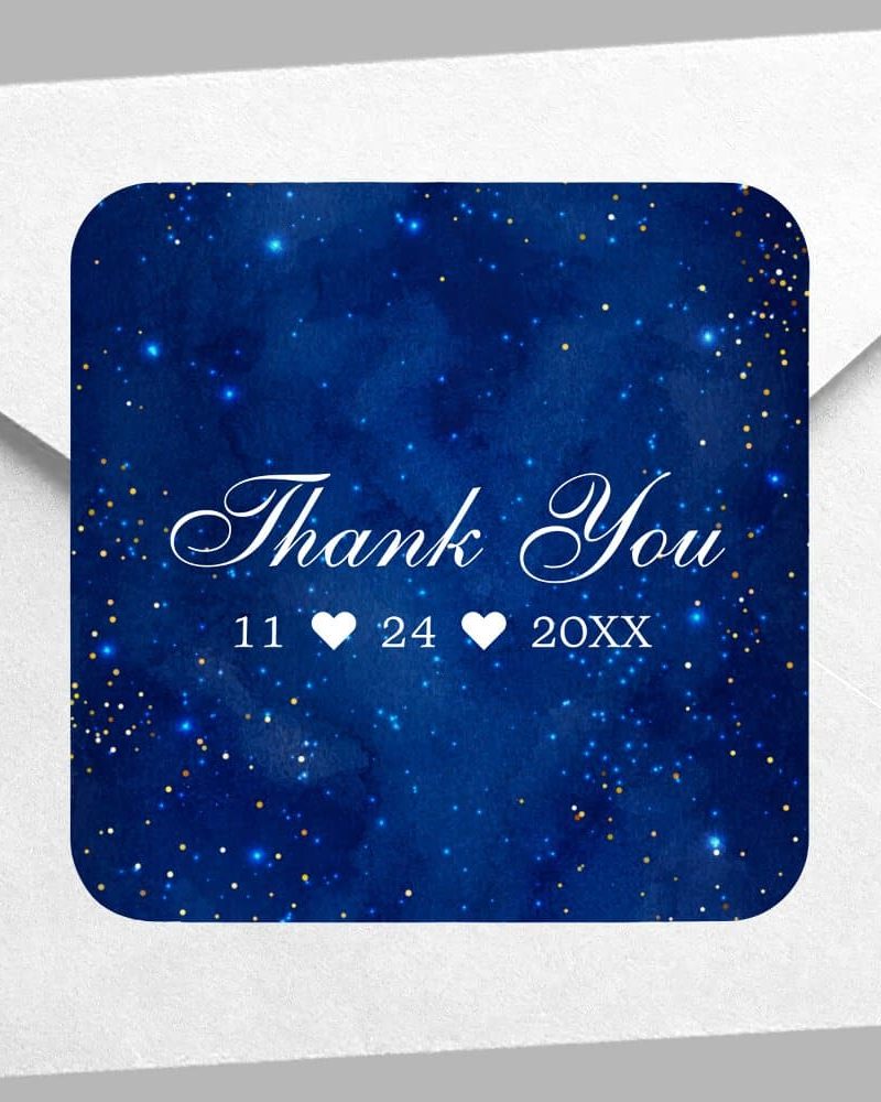 Watercolor Galaxy Cosmic Stars Starry Thank You Square Sticker