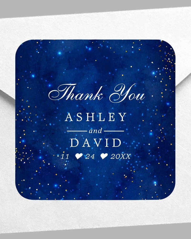 Watercolor Galaxy Cosmic Stars Wedding Thank You Square Sticker