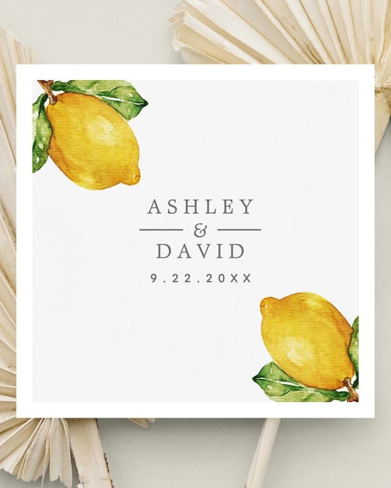 Watercolor Lemons Citrus Modern Wedding Napkins