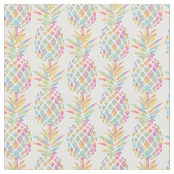 Pastel Rainbow Pineapples On A White Background.