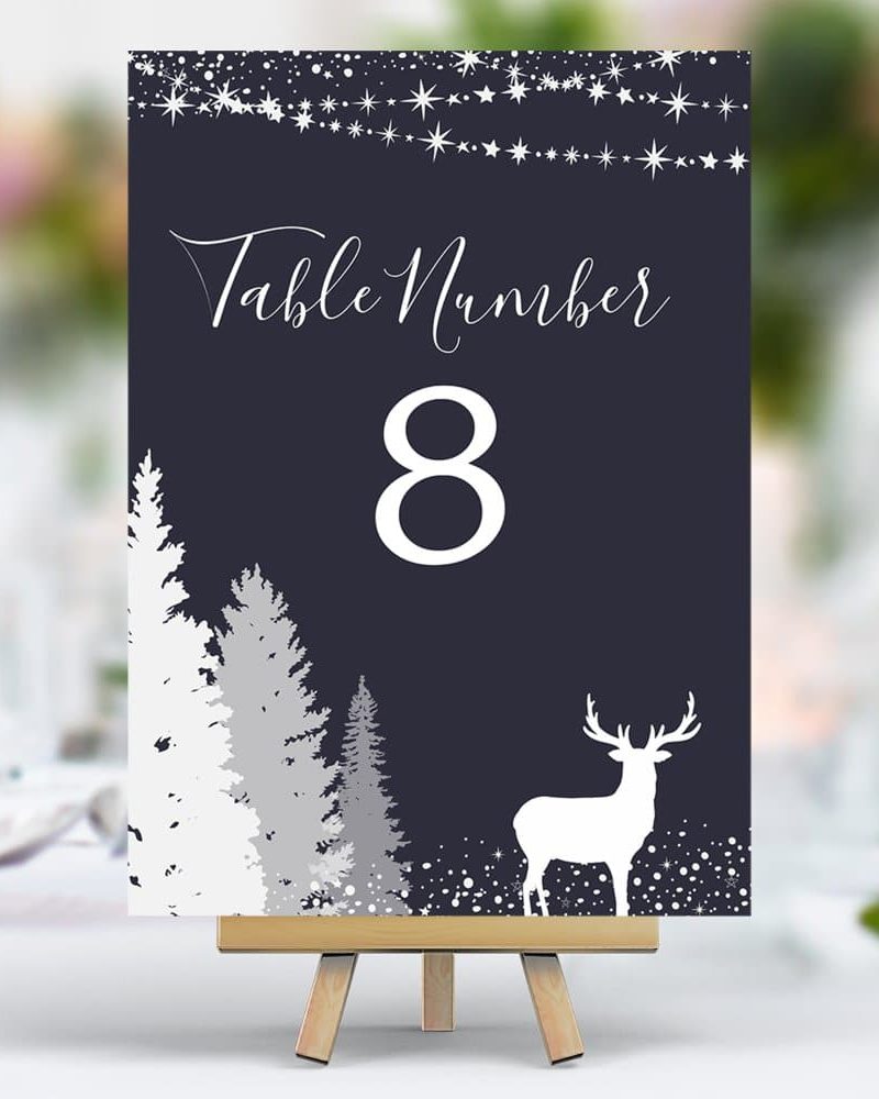 Woodland Deer Navy Table Number