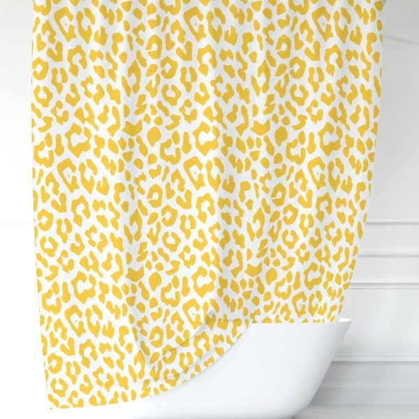 Yellow Leopard Print Shower Curtain.