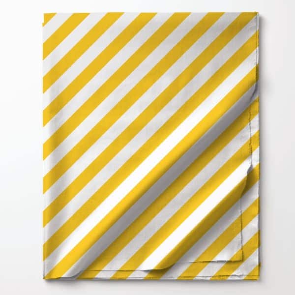 Yellow And White Diagonal Striped Fabric.