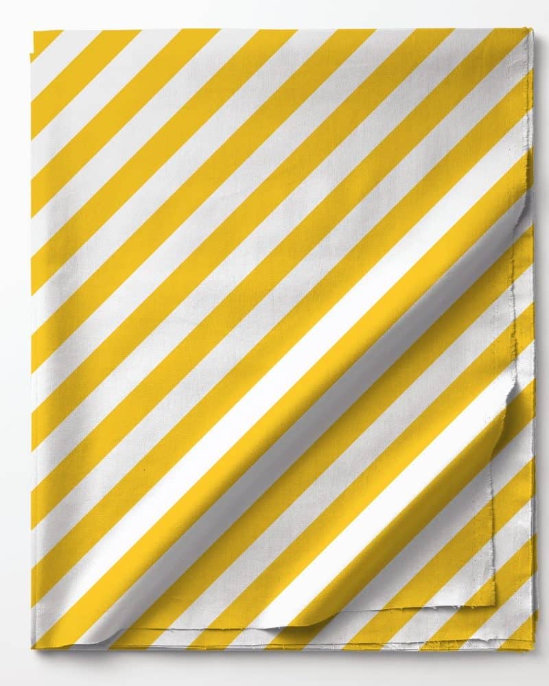 Yellow and white diagonal striped fabric.