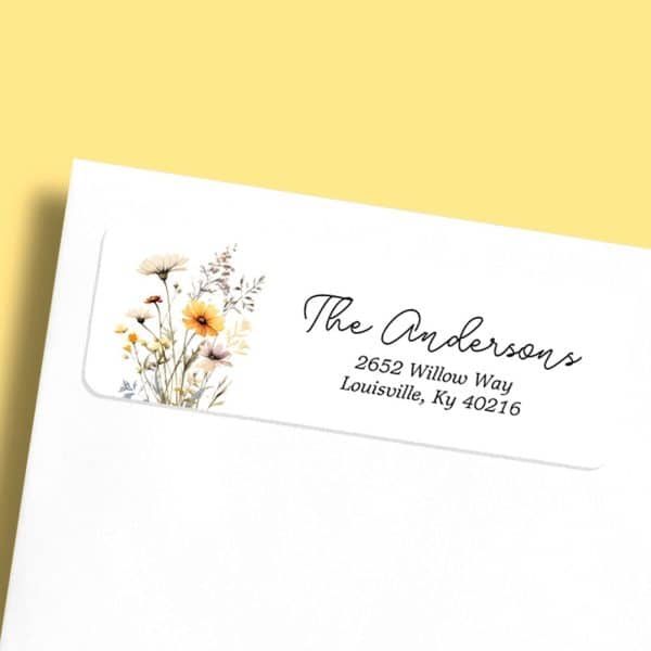 Return Address Label With Wildflowers And The Andersons' Address.